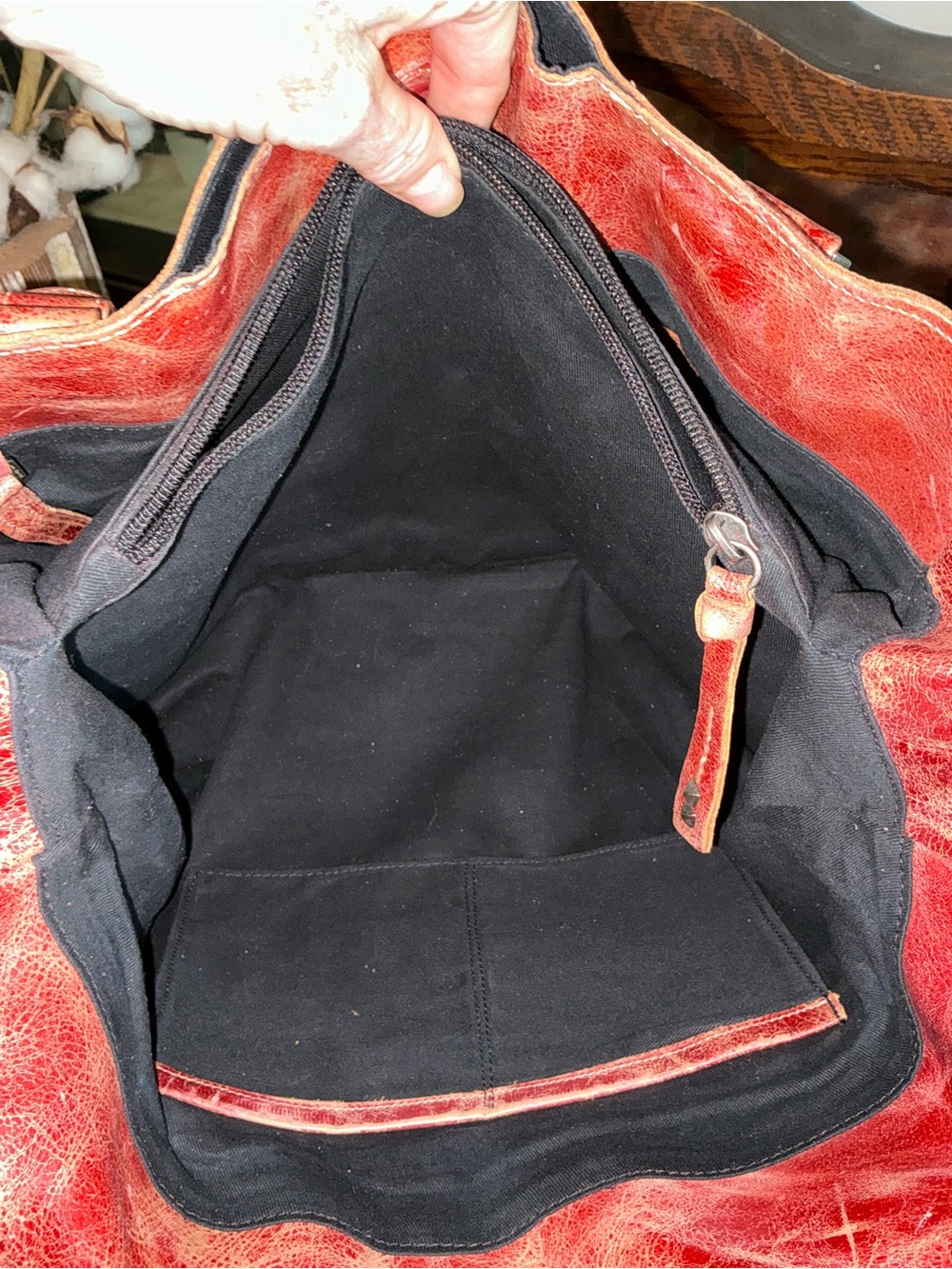 NWT Bed Stu Leather Rockaway Shoulder Crossbody Bag Tote Cherry Red Lacquer $345 - Picture 15 of 16